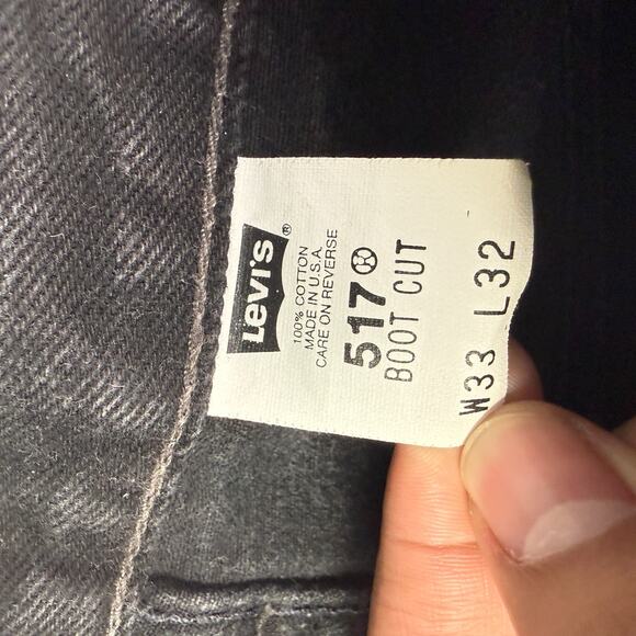 Vintage Levi’s 517 Jeans Mens 32x32 Black Faded Bootcut Western USA Made 90s - Picture 8 of 13
